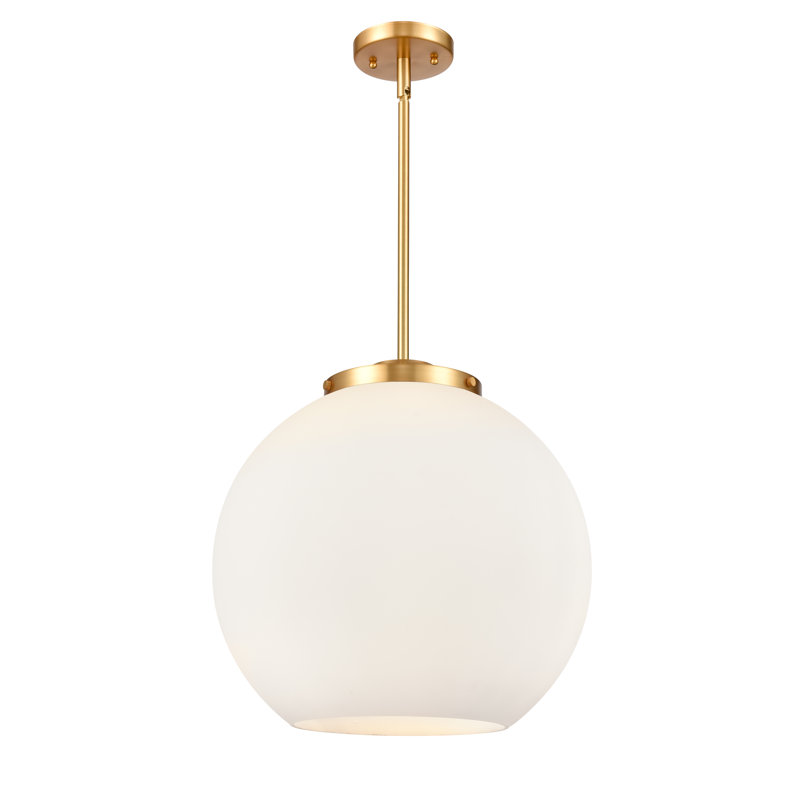 Luminaire suspendu sphère 3 lumières Ralph, H 16,38 po x l 15,75 po x P 15,75 po, Or satiné, Blanc mat