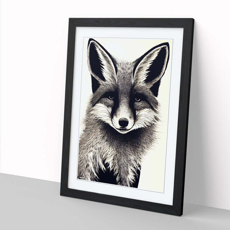 FRM-V0523-1022X Fox Expression 1 Piece Wall Art, 34cm H x 25cm W, Black Framed