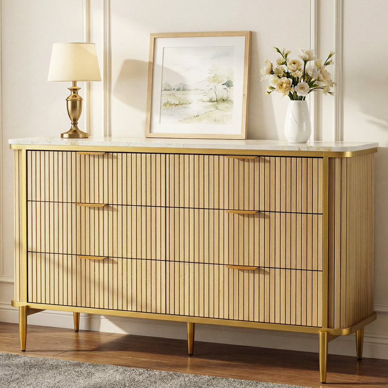 55.1" W Double Dresser With 6 Drawer