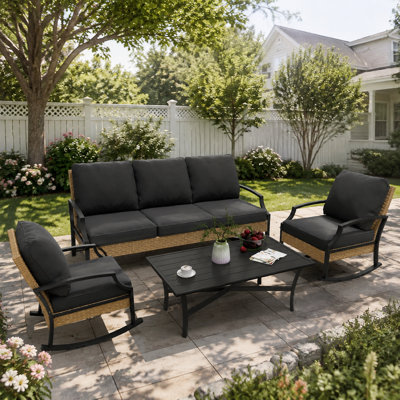 4-Piece Rattan Patio Conversation Set