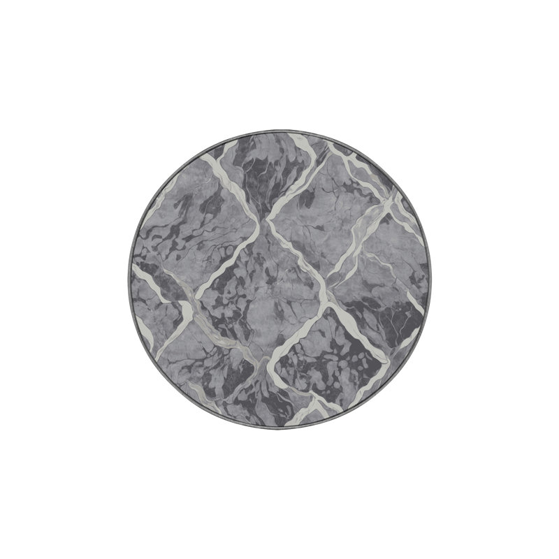 Machine Washable Gray Area Rug, Round 5'