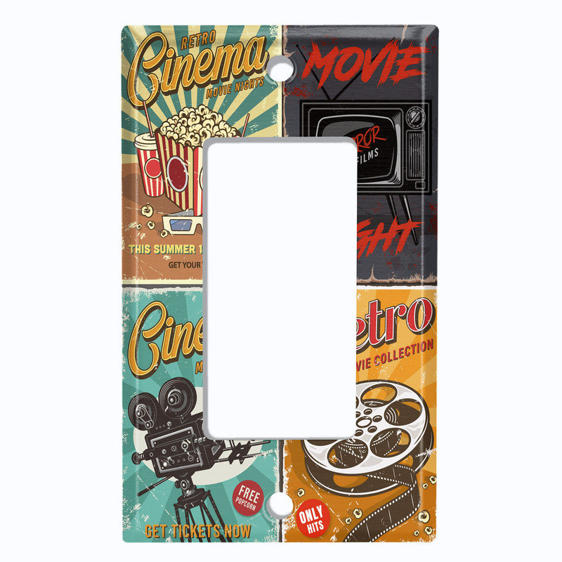 Couvercle de plaque d'interrupteur en métal; Bascule GFI 1 bande US standard - affiches de cinéma