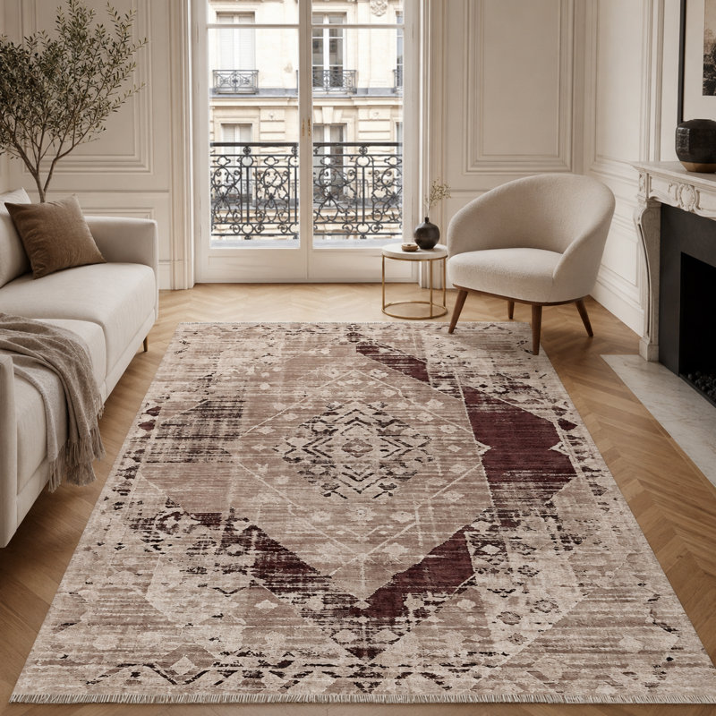 Vintage Look Cotton and Chenille Flatweave Area Rug, 120 x 180 cm