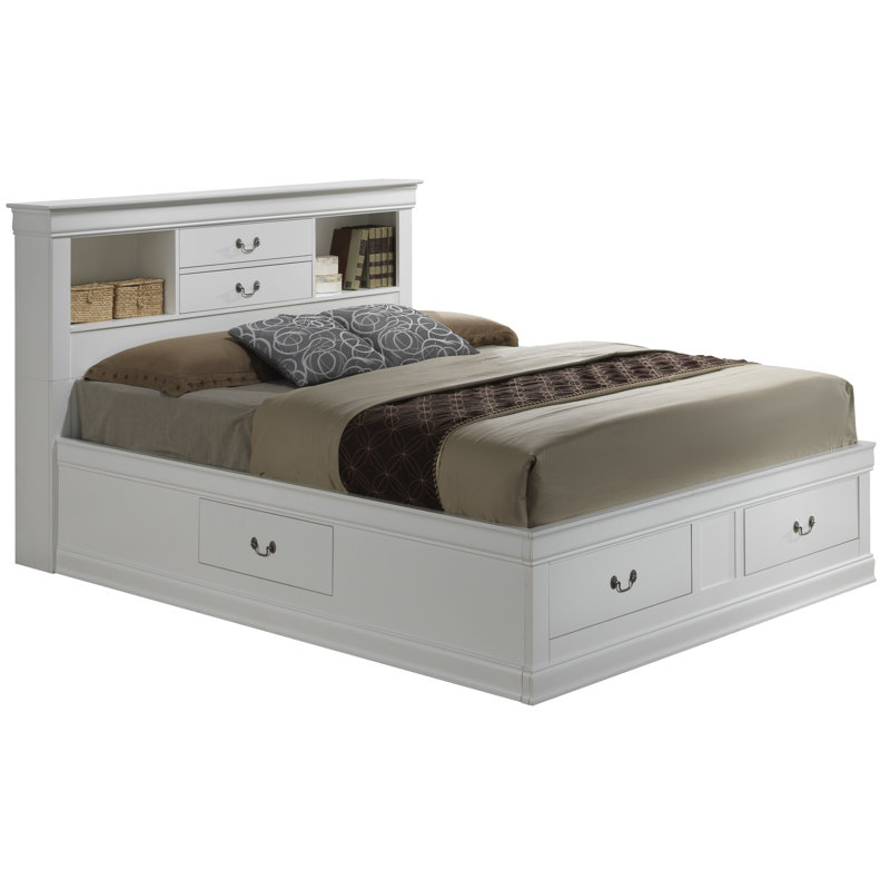 Citronelle Bookcase Storage Bed, Queen, White