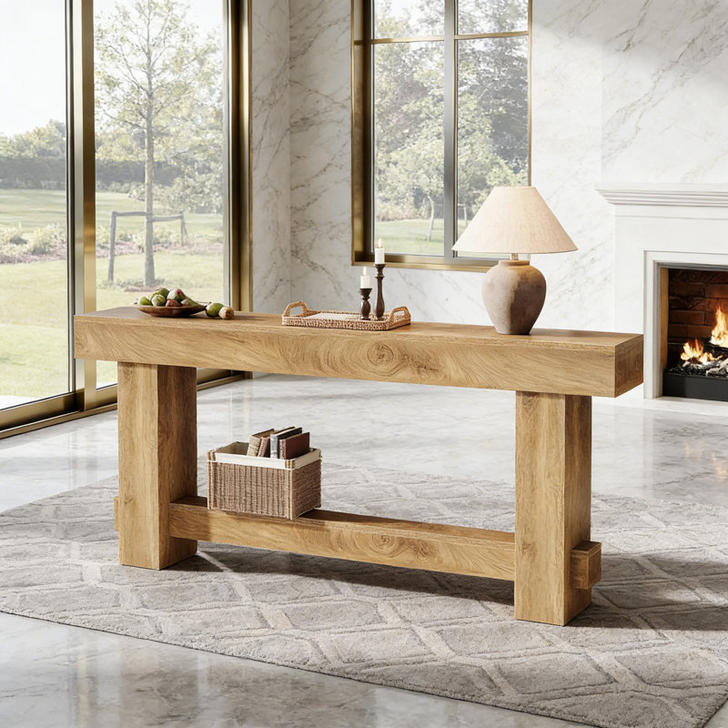 70,9 "Console en bois de style campagnard, table de canapé pour entrée, couloir, salon