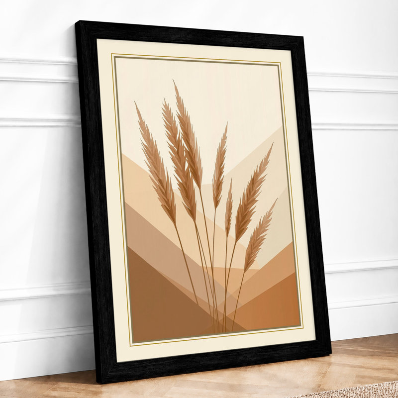 Wheat Study Botanical - Framed Print, A2 - 59.4 x 42.0 cm, Black