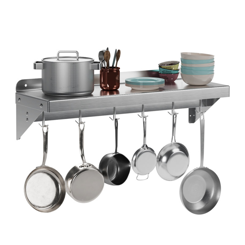 Stainless Steel Flat Wall Mounted Pot Rack