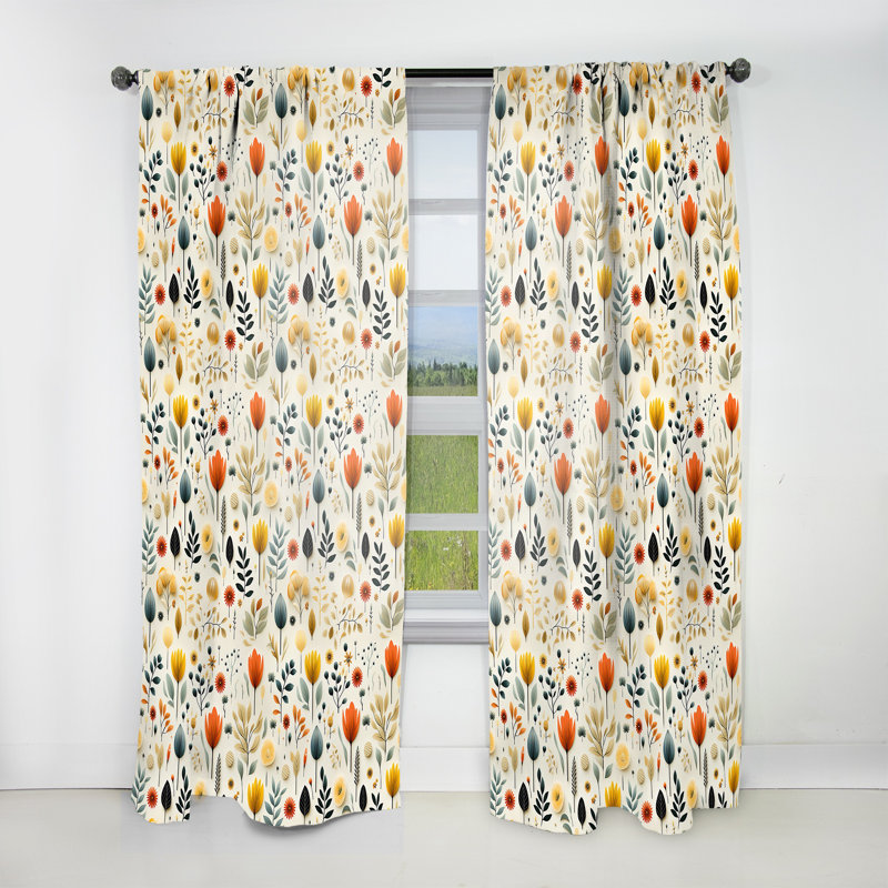 Simplicité en fleurs scandinaves - rideau en velours moderne obscurcissant - 1 panneau, L 52 po x L 108 po