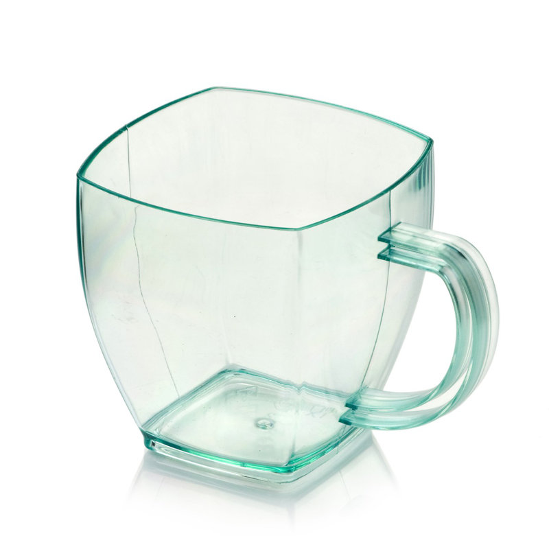 Articles de restaurant - 5 tasses à espresso carrées, 100 tasses à café en plastique jetables - plastique PS, avec poignées, tasse à dessert Seagreen, pour les événements de restauration, les fêtes, les mariages et les cafés