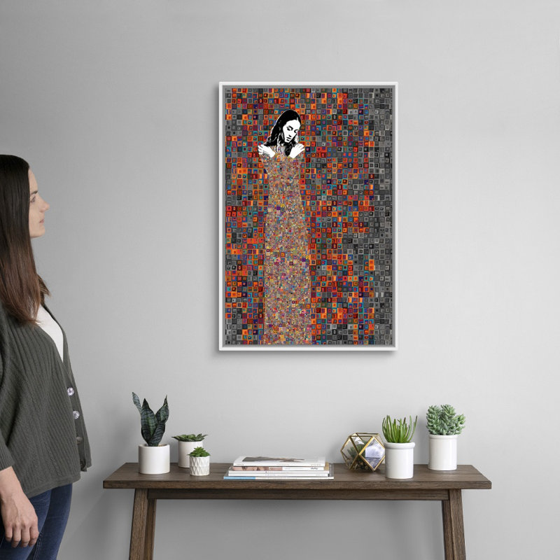 «El Abrazo» par Jose Cacho - impression d'art graphique, Toile blanche encadrée, H 32 po x l 22 po x P 1,75 po