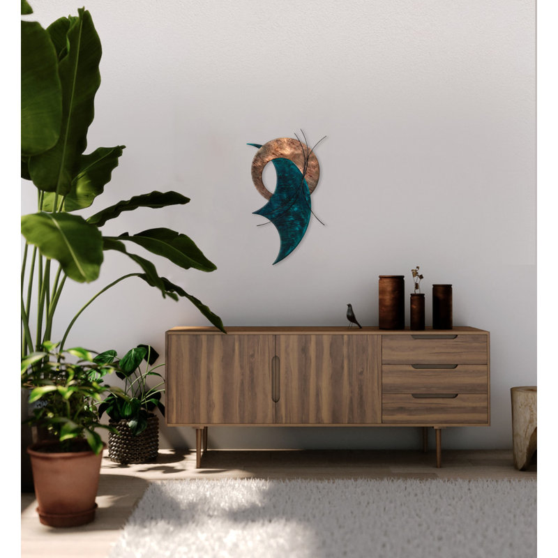 Handmade Modern Abstract Wall Decor on Metal, Candy Teal
