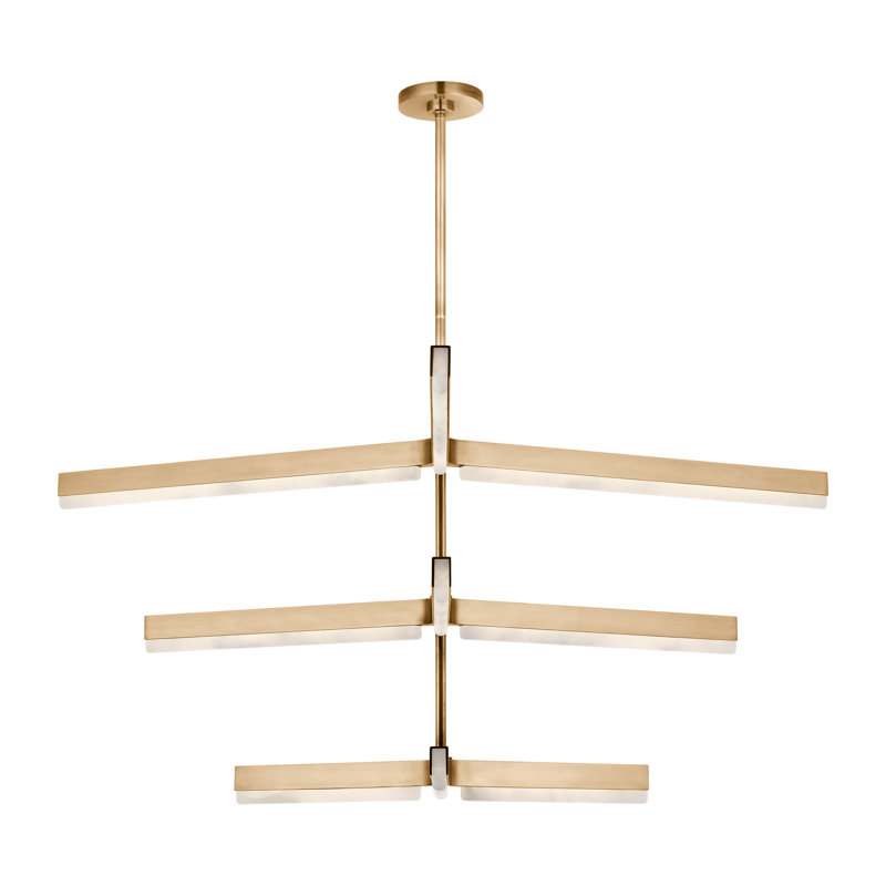 Linea LED Chandelier, Hand Rubbed Antique Brass