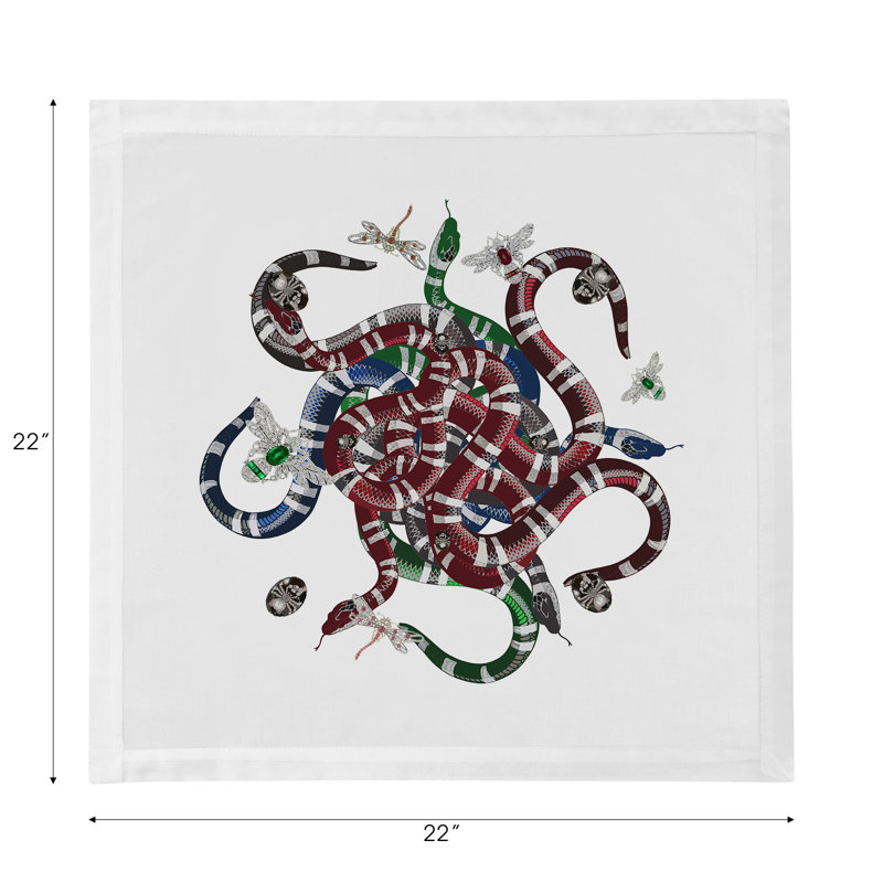 Ouroboros Cotton Blend Square Napkins, White