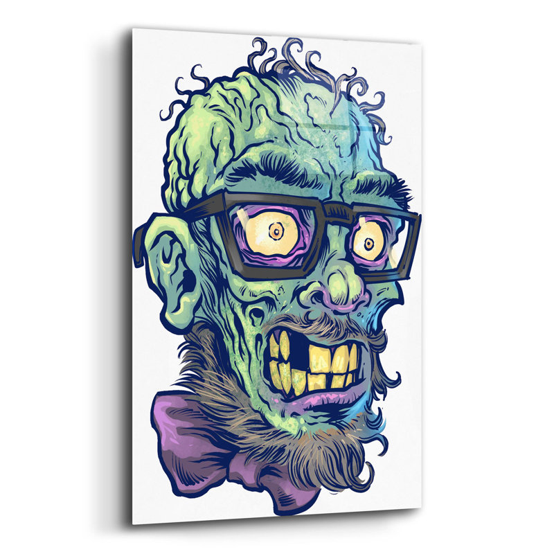 Motif de zombie tête 02 sur plastique / acrylique par Flyland Designs Print, H 16 po x l 12 po x P 0,13 po