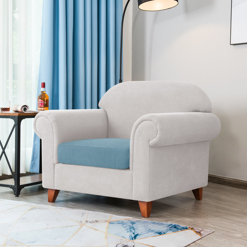 Stretch Box Cushion Armchair Seat Slipcover, Blue