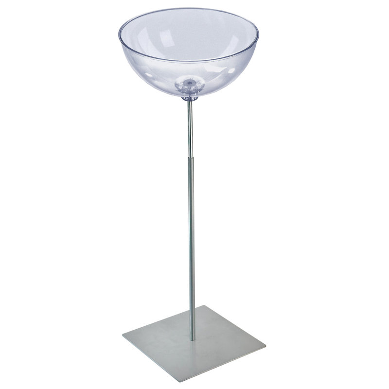 Présentoir à piédestal avec bol à diamètre unique sur base carrée en métal, H 37,5 po x l 12 po x P 12 po