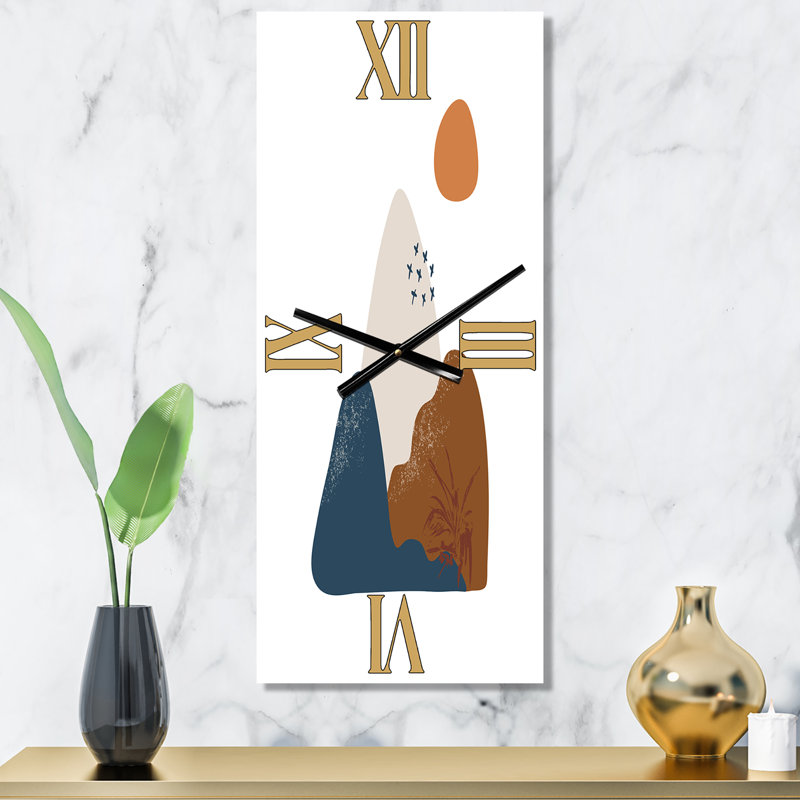 Fleurs abstraites sur formes minimalistes VI - Horloge murale moderne, Petit
