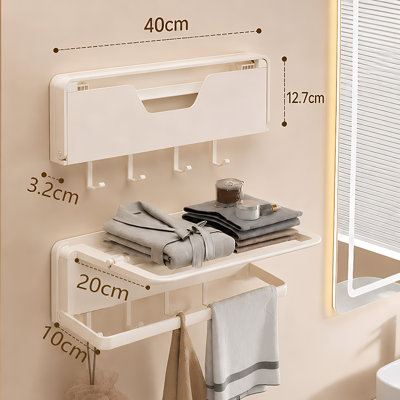 Foldable Wall Mounted Towel Rack Hidden Retractable Drying Rack No Drill Carbon Steel Bathroom & Balcony Clothes Hanger Organizer