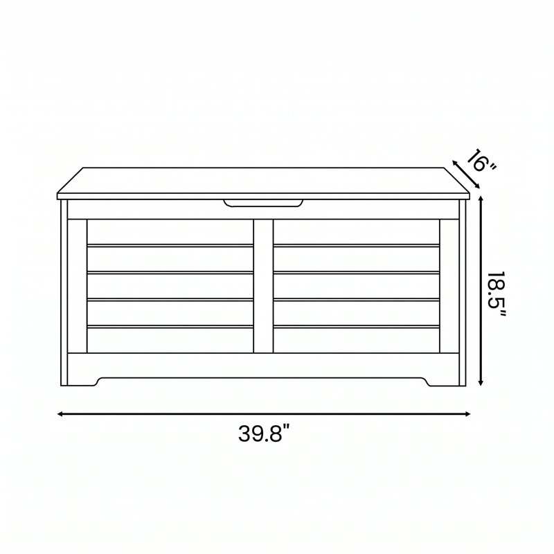 Banc de rangement Kebra , H 18,1 po x l 39,4 po x P 15,7 po, Noir ébène