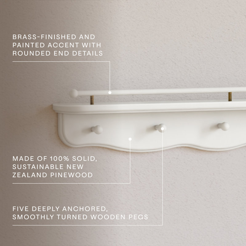Liberty 31" Wall Shelf with Hooks, Warm White
