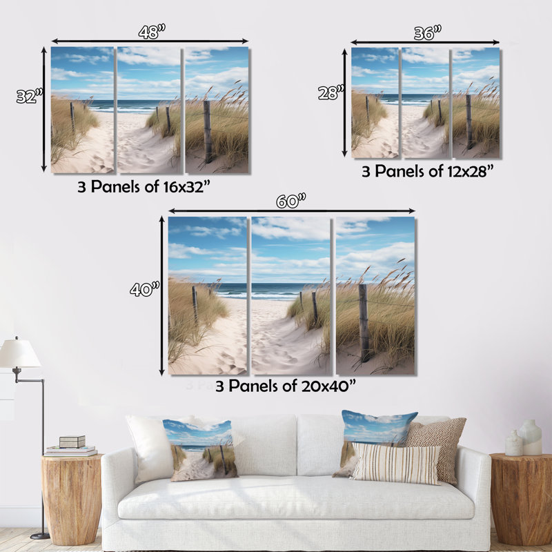 Tranquility Path To Dune Beach VI, 3 pièces, H 32 po x l 48 po x P 1 po