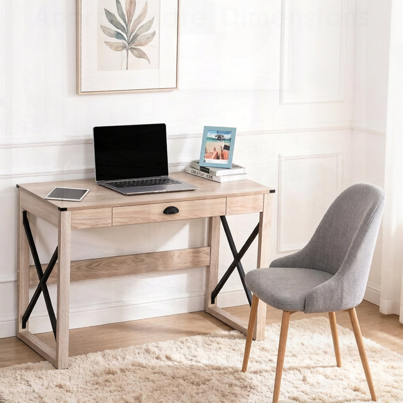 Bureau d'écriture, bureau d'ordinateur, bureau de chambre à coucher et coiffeuse de style simple avec surface de travail spacieuse et fabrication robuste