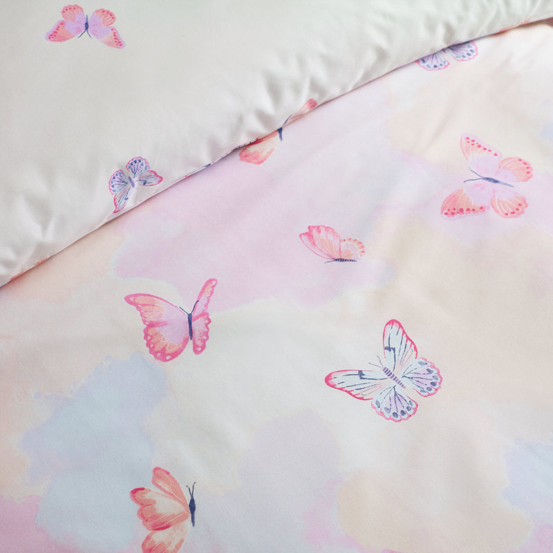 Ombre Butterflies Reversible Duvet Cover Set, Single Bed (135 x 200 cm)