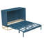 Grand lit escamotable moderne grand format avec pieds en fer, conception pliable peu encombrante, robuste, bleu-129461484
