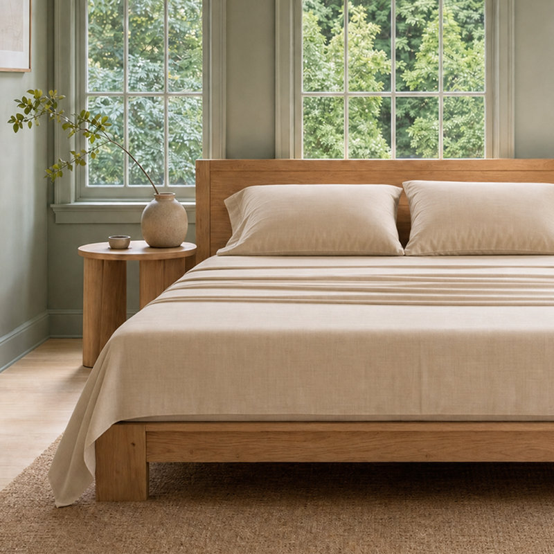 Fil 100% coton biologique | Draps en percale pour un confort frais et frais, Twin Sheet Set with 1 Pillowcase, Rays Yellow