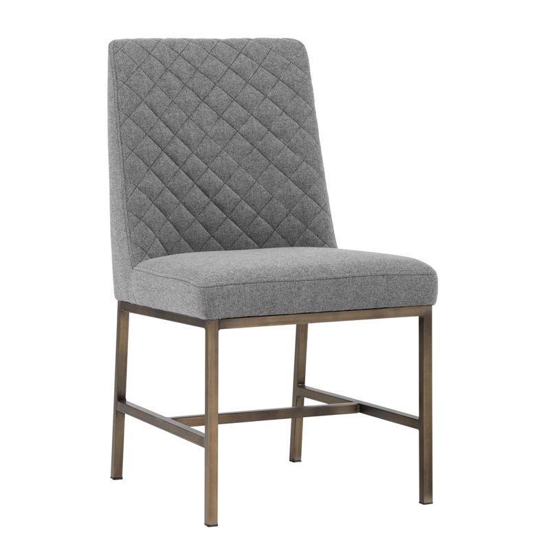 5West Upholstered Dining Chair, Dark Gray Performance Basketweave