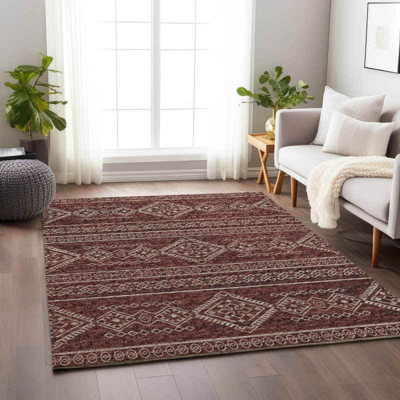 Premium Machine Washable Vivijana AMF120 Paprika, Rectangle 2'6" x 3'10"