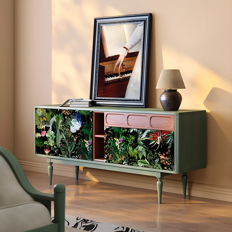 59.06"Vintage Solid Wood Ash Sideboard Storage Cabinet