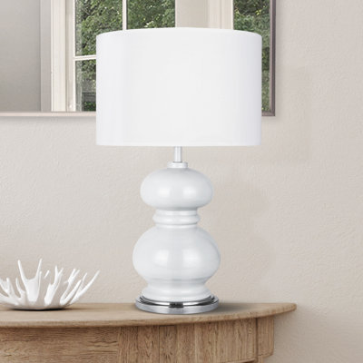 Devyansh 1 Light Table Lamp With Light Blue Finish And White Shade