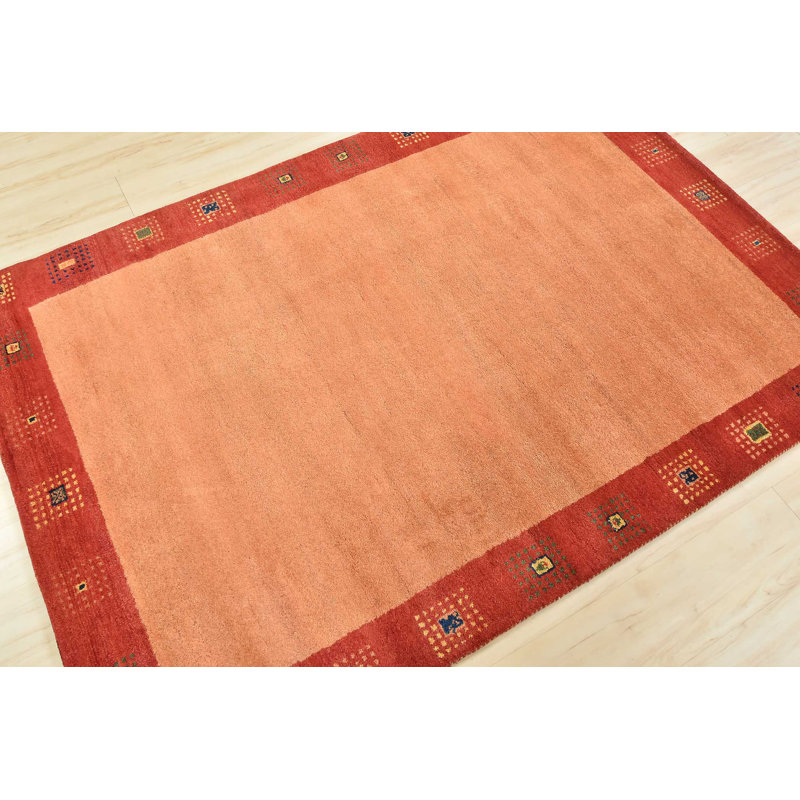 Tapis oriental oriental en laine noué à la main orange