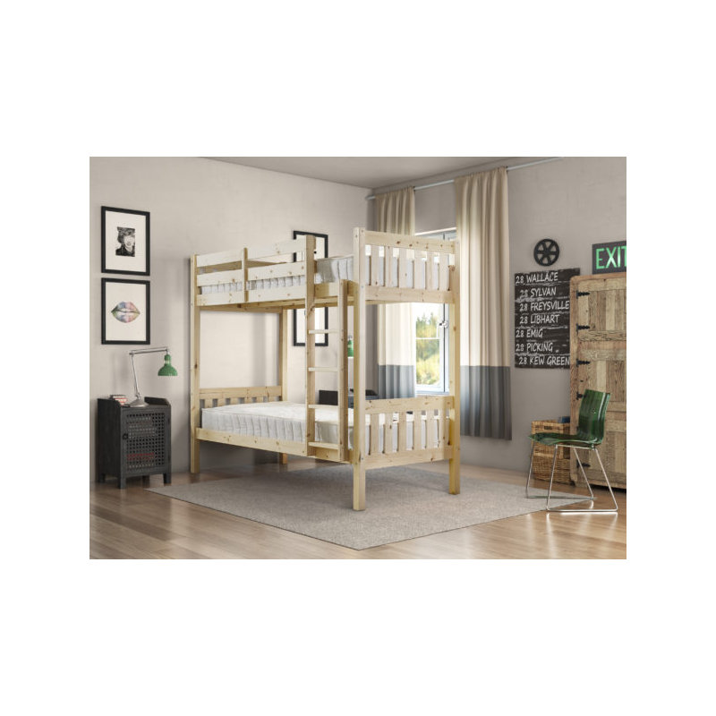 Madilyn Heavy Duty Solid Pine Bunk Bed, Small Single (2'6")