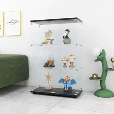 Two-door Glass Display Cabinet 3 Shelves with Door