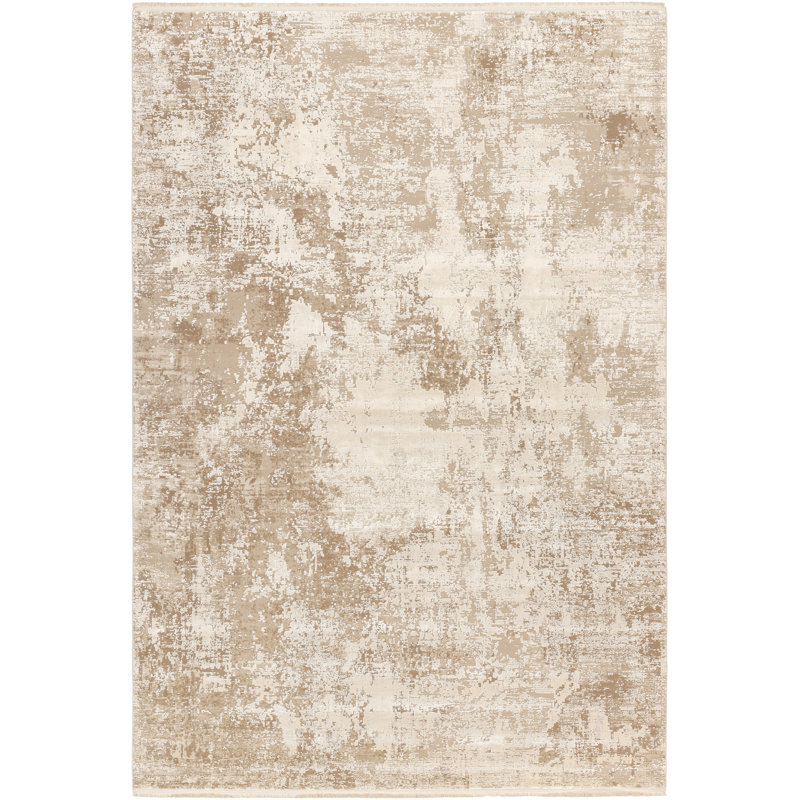 Hilma Abstract Machine Woven Area Rug in Beige/Cream, Rectangle 10' x 14'