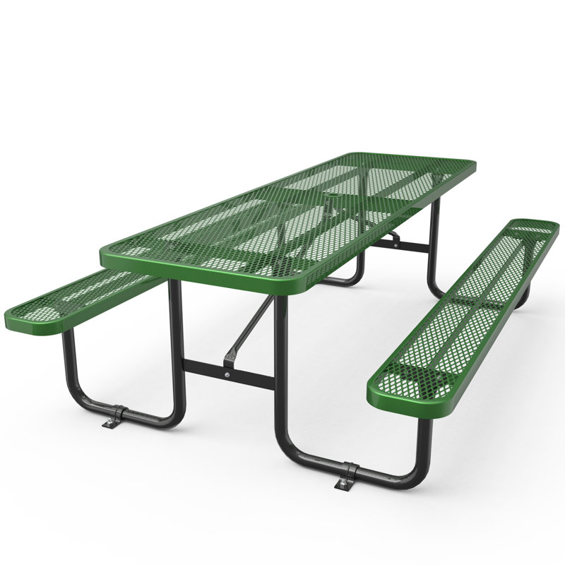 Ensemble de table de pique-nique rectangulaire en métal déployé 96 po, vert