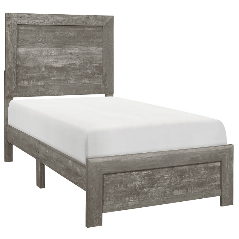 Lit simple gris rustique Modern