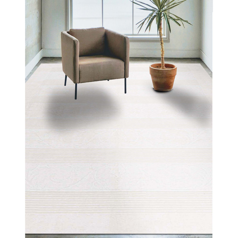 Striped Area Rug in Ivory
