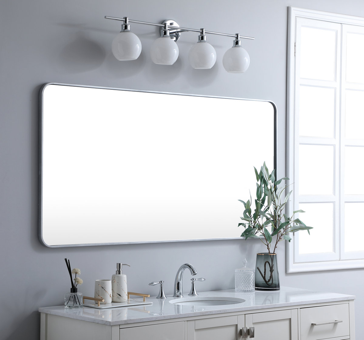 Sabine 36" Accent Mirror, Silver, 60" x 30"