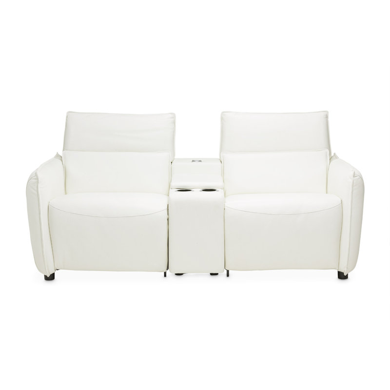 Mia Bella 78'' Recessed Arm Reclining Loveseat, White