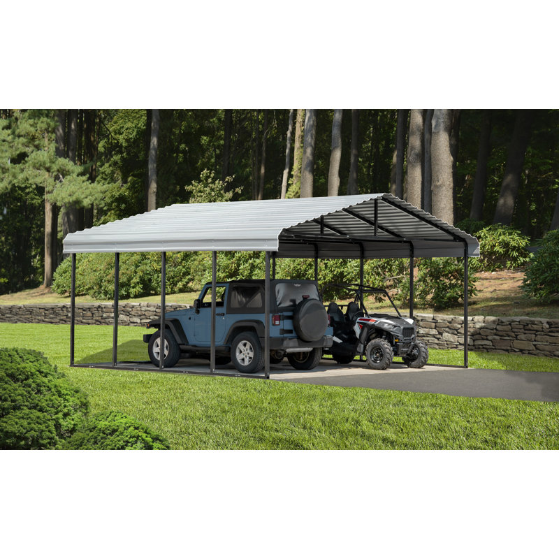 Galvanized Steel Carport, 20X20X9, Eggshell