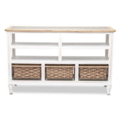 Eversole Solid Wood TV Stand with 3 Woven Storage Backets for TVs up to 60" by Bay Isle Home