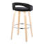 Tabouret de bar à hauteur fixe avec pivot en bois et velours avec repose-pieds rond en métal - ensemble de 2-125535659-125535658