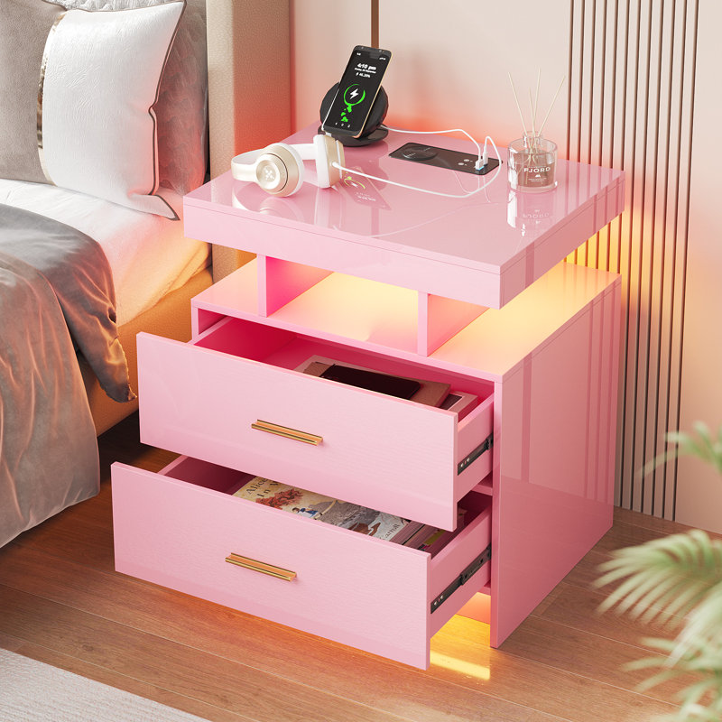 Ensemble de 2 tables de chevet, Pink