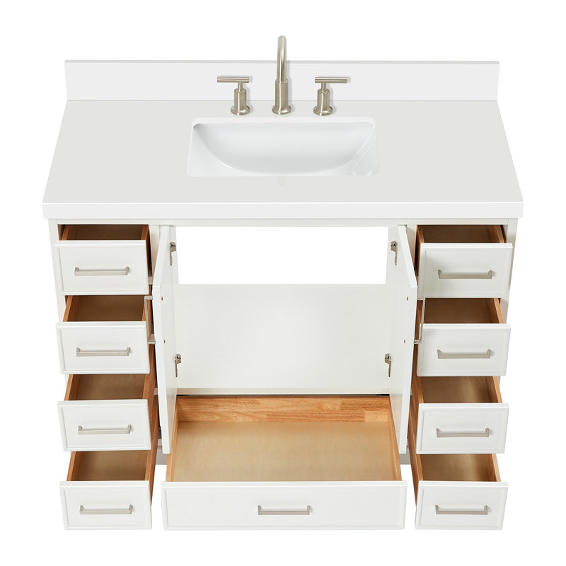 Meuble-lavabo simple avec plateau Abshire 49, Blanc