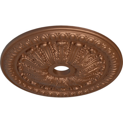 Endurathane Tomango Egg & Dart Ceiling Medallion, 27 7/8"OD x 3 7/8"ID x 2 1/2"P (Fits Canopies up to 6 3/4"), Hand-Painted Polished Copper Finish