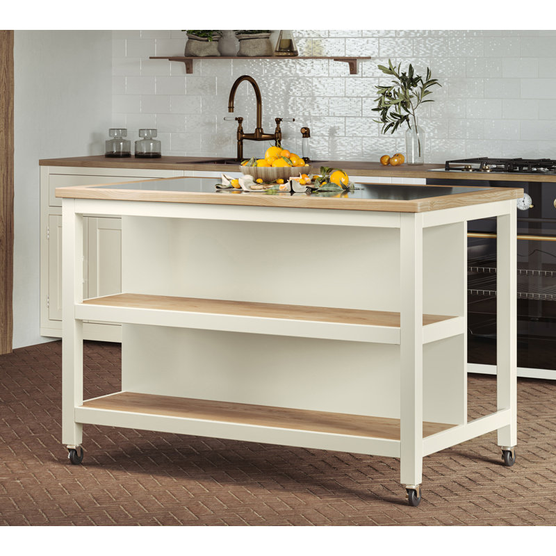 Mounia Granite Top Kitchen Island, Cream