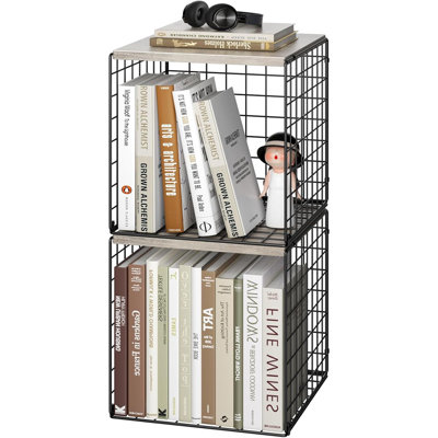 2-Cube Modular Bookcase,Stackable DIY Bookshelf For Small Spaces, Living Room, Bedroom, Office